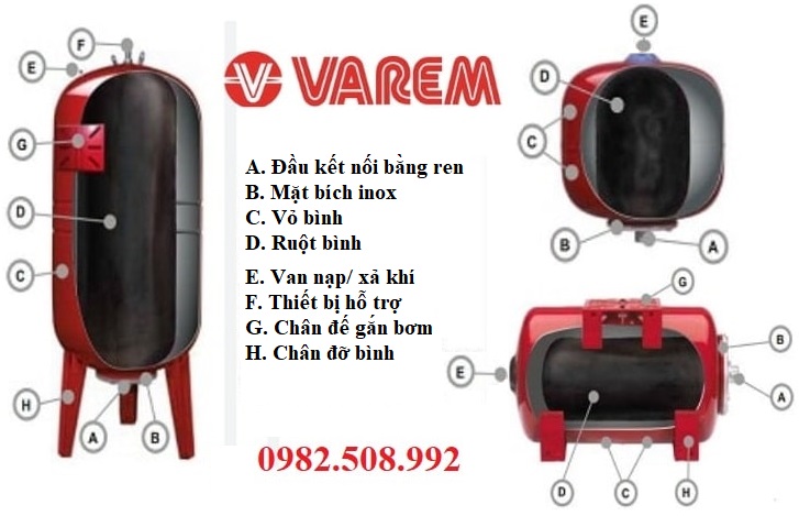 Cấu tạo của bình tích áp Varem