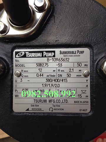 Bơm chìm Tsurumi 50B2.75 - 1Hp